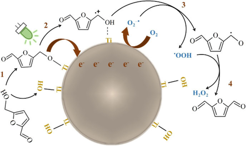 Reaction pathway for the photocatalytic oxidation of HMF over SGH-TiO2.